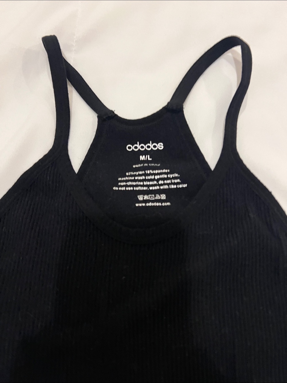 Black Ribbed Tank Top with Racerback - Picture 2 of 4